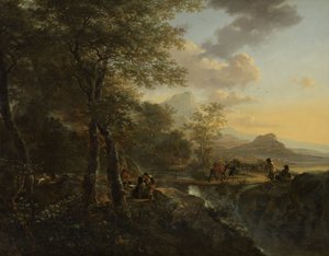 Italiensk landskap med en tegner, ca. 1650-52